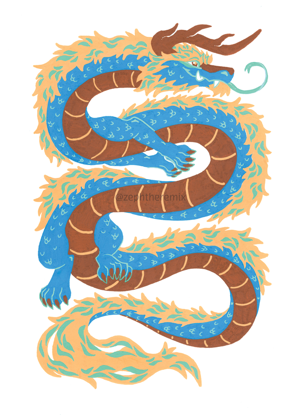 Sky Blue Posca Dragon