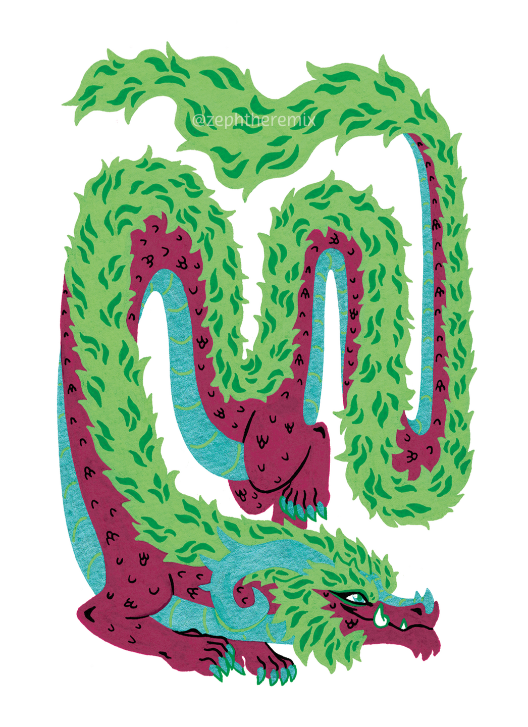 Fuchsia Posca Dragon