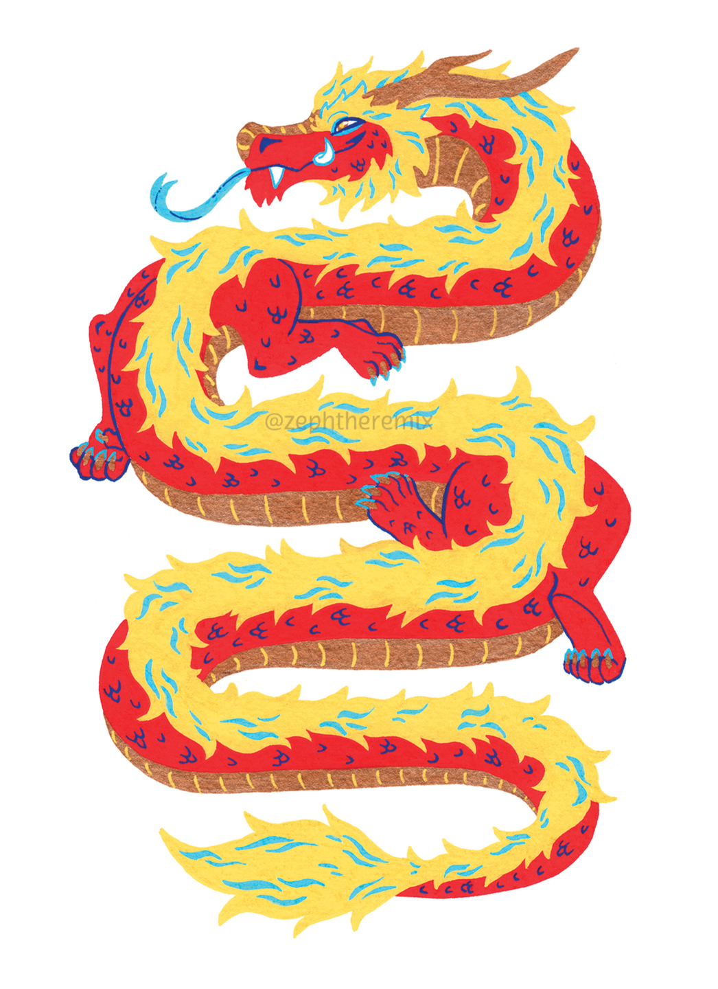 Red Posca Dragon